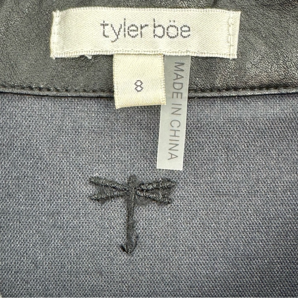 Tyler Boe Alice Vegan Leather Shirt in Black Size 8 - Picture 4 of 11
